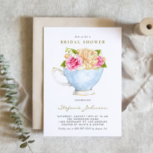 Watercolor Flowers in Teacup Bridal Shower Suite