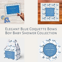 Elegant Blue Coquette Bows Boy Baby Shower