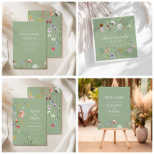 Boho Sage Green Wildflower Wedding Collection