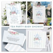 Baby is brewing blue tea party boy baby shower