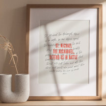 St Michael the Archangel Prayer Wall Art and Decor