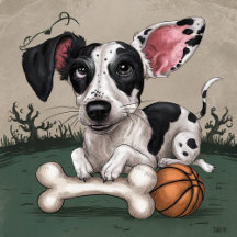 Spotted Canine with Basketball and Bone Halloween 