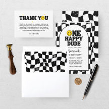 Retro One Happy Dude Smile Face Boy 1st Birthday