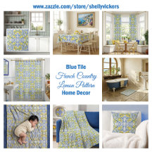 Blue Tile French Country Lemon Pattern Home Decor