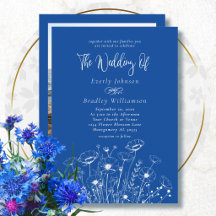 Cobalt Blue Simple White Wildflower Wedding Suite*