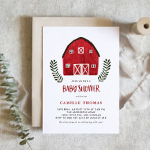 Watercolor Red Barn Baby Shower Collection