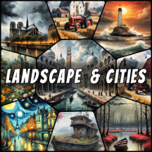 City and Landscape for decoupage