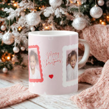 Modern Pink “Fa La La La” Christmas Photo Gift 
