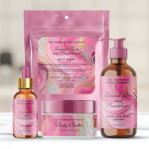 Pink Marble and Faux Gold Cosmetics Labels