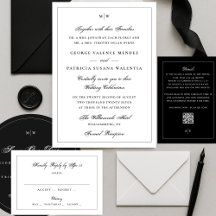 Monogram Classic Elegant Black White Wedding Set