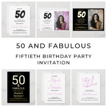 50 and Fabulous Fiftieth Birthday Party Invitation