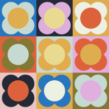 Retro Scandinavian Style Flowers pattern 