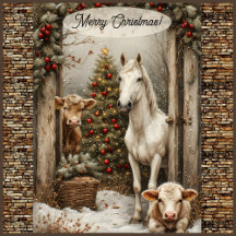 Country Christmas Rustic Barn Farm Animals