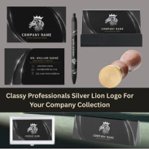 Classy Elegant Black &Silver Lion Logo
