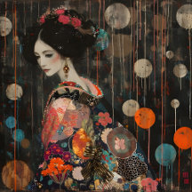 Pensive Woman in Kimono design