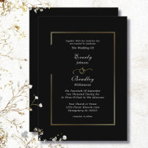 Elegant Minimal Classic Black White Gold Wedding 