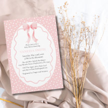 Pink Bow Polka Dots Coquette Girl Baby Shower