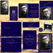 Midnight Blue Graduation Cards & Party Decor