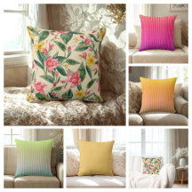 Pink Yellow Flowers, Florals,Shocking Pink Stripes