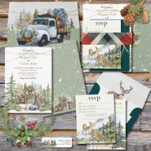 Winter Wedding in Evergreen Forest at Rustic Barn