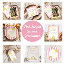 Freshly Graduated Lemon Pink Stripes Graduation