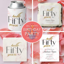 Chic Hello Fifty Pink Marble 50th Birthday Suite
