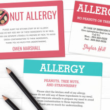 Food Allergy Post-it Notepads Restaurant Info