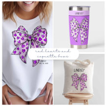 Whimsical Purple Hearts and Coquette Bows