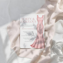 Forty & Fabulous Womans 40th Birthday Dress Invite