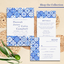 Modern Mediterranean Blue Tile Wedding