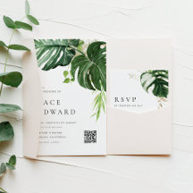 Watercolor Monstera Tropical Wedding Collection