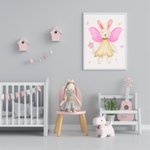 Princess Fairy Rabbit Pink Watercolor