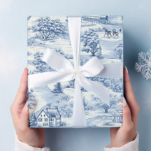 Winter Village Blue & White Wrapping Paper