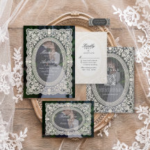 Elegant Vintage Floral Lace Frame Photo Wedding