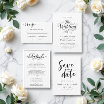 Elegant Script Black and White Calligraphy Wedding