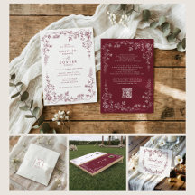 Vintage French Toile Burgundy Wedding