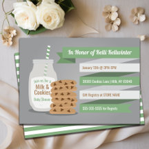Green Modern Milk and Cookies Striped Baby Shower