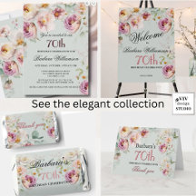 Elegant Floral Painted 70th Birthday Invitations
