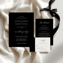 Minimalist elegant black wedding stationery suite