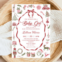 Red Bow Christmas Baby Shower