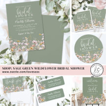 Sage Green Watercolor Wildflower Bridal Shower