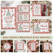 Red Stripe Christmas Baby Shower