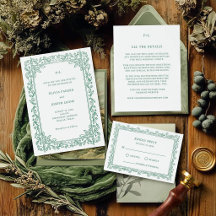 Sage Green Botanical Frame | Letterpress Wedding