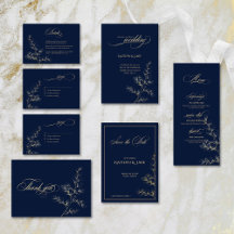 Gold & Navy Botanical Wedding 