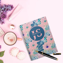 Personalized Elegant Monogram Floral Notebooks