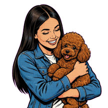 Valentin's Day Girl kissing Poodle