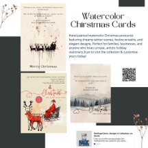 Watercolor Christmas Minimalist Botanical Holiday