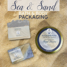 Beach Blue+Sand Nautical Bath and Body Packaging