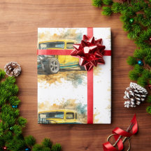 Classic Car and Motorcycle Wrapping Paper 