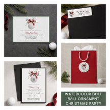Watercolor Golf Ball Ornament Christmas Party